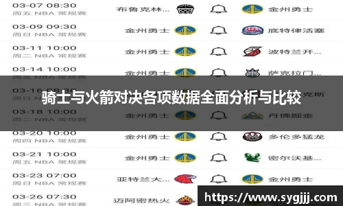 骑士与火箭对决各项数据全面分析与比较